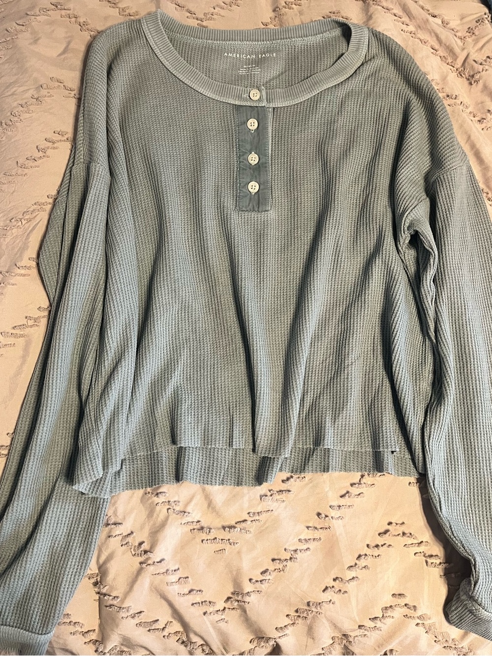 American Eagle Waffle-Knit Long Sleeve Tee